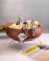 آجیل خوری پایه دار چوب و برنج ژستو طرح ادمک Ges-2224-P