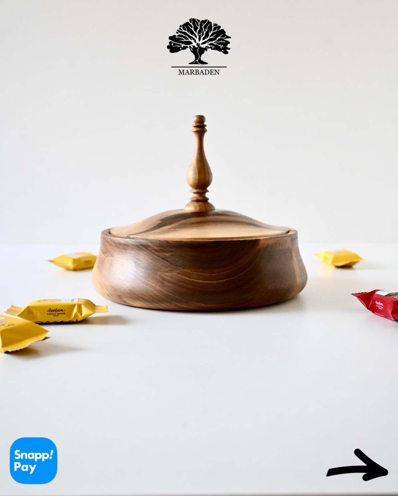 شکلات خوری مدل الماسی قطر 20cm ماربادن (چوب گردو) Mersin-BC20