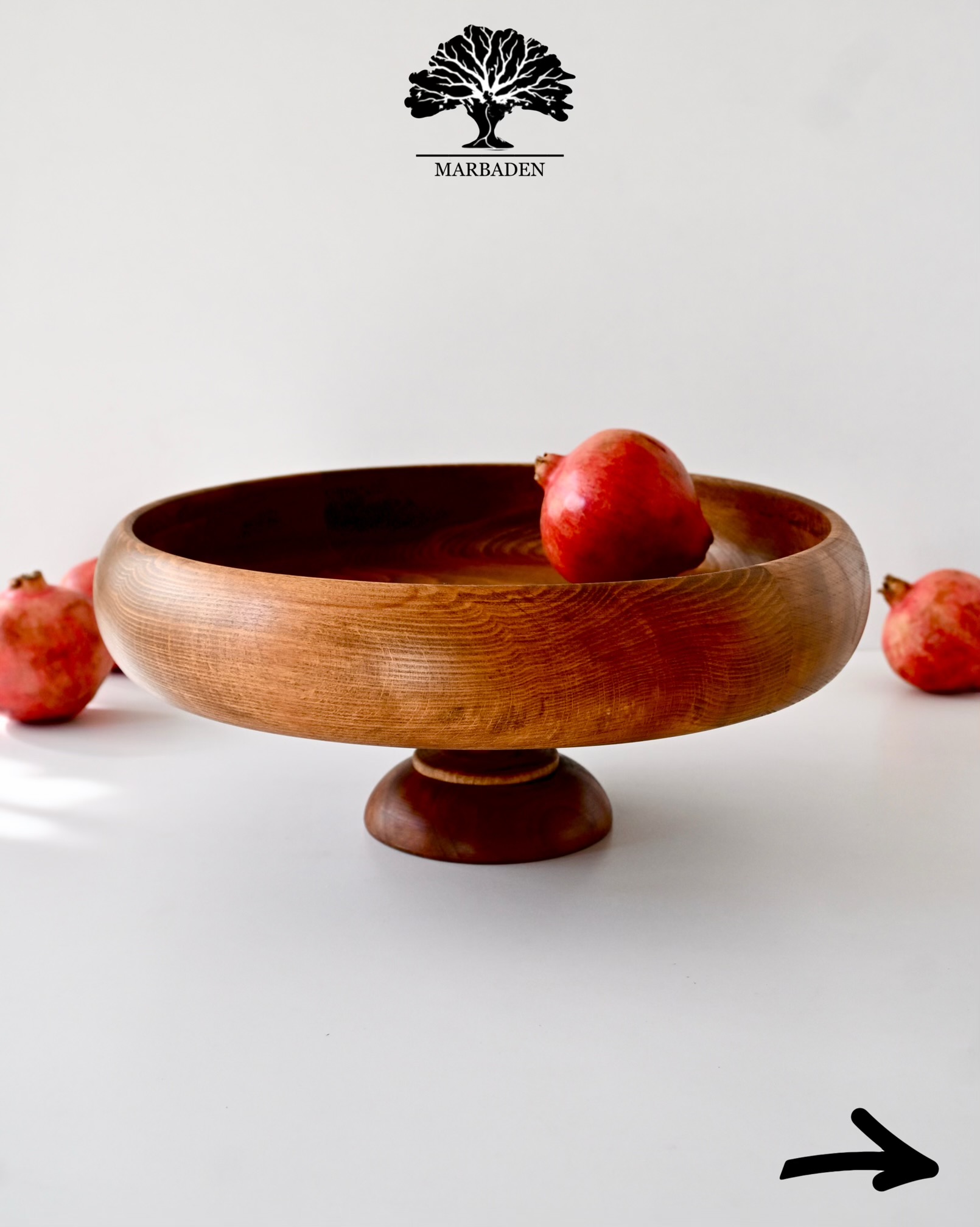میوه خوری خمره ای پایه دار قطر 35cm (چوب راش فندقی) Lorient-P15
