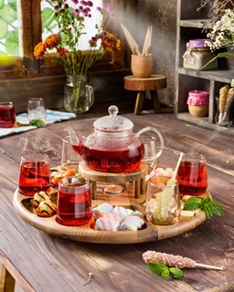 چای خوری گردان 6 نفره چوبی اماهوم 6/SPIN TEA PLATE