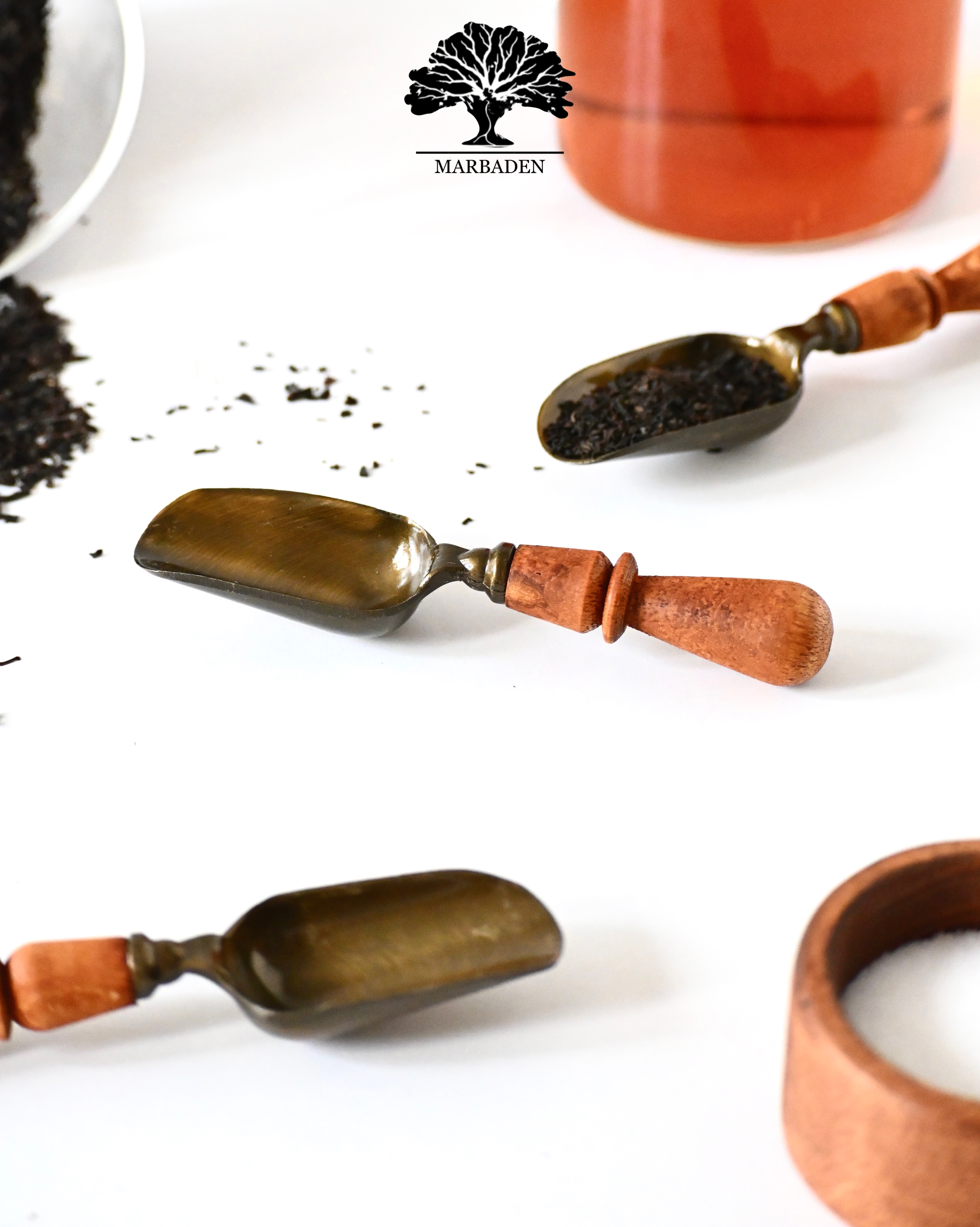 قاشق ادویه برنجی زیتونی دسته چوبی ماربادن Spoon-Spice