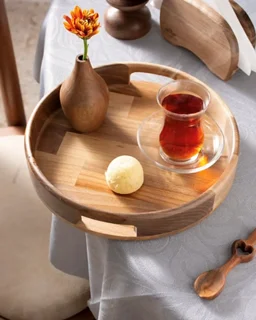 سینی گرد دسته دار اماهوم در 2 سایز با یک سال ضمانت