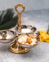 اردو سه پیاله پایه دار برنجی فلورانس FL-90252