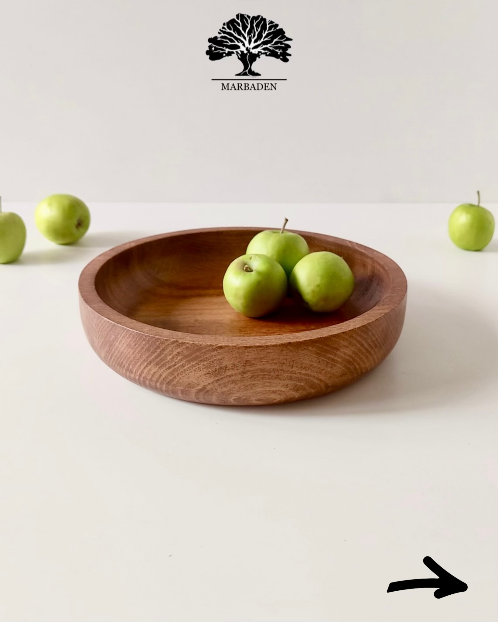 کاسه چوبی مدل ساده قطر 25cm (چوب راش فندقی) Akita-B