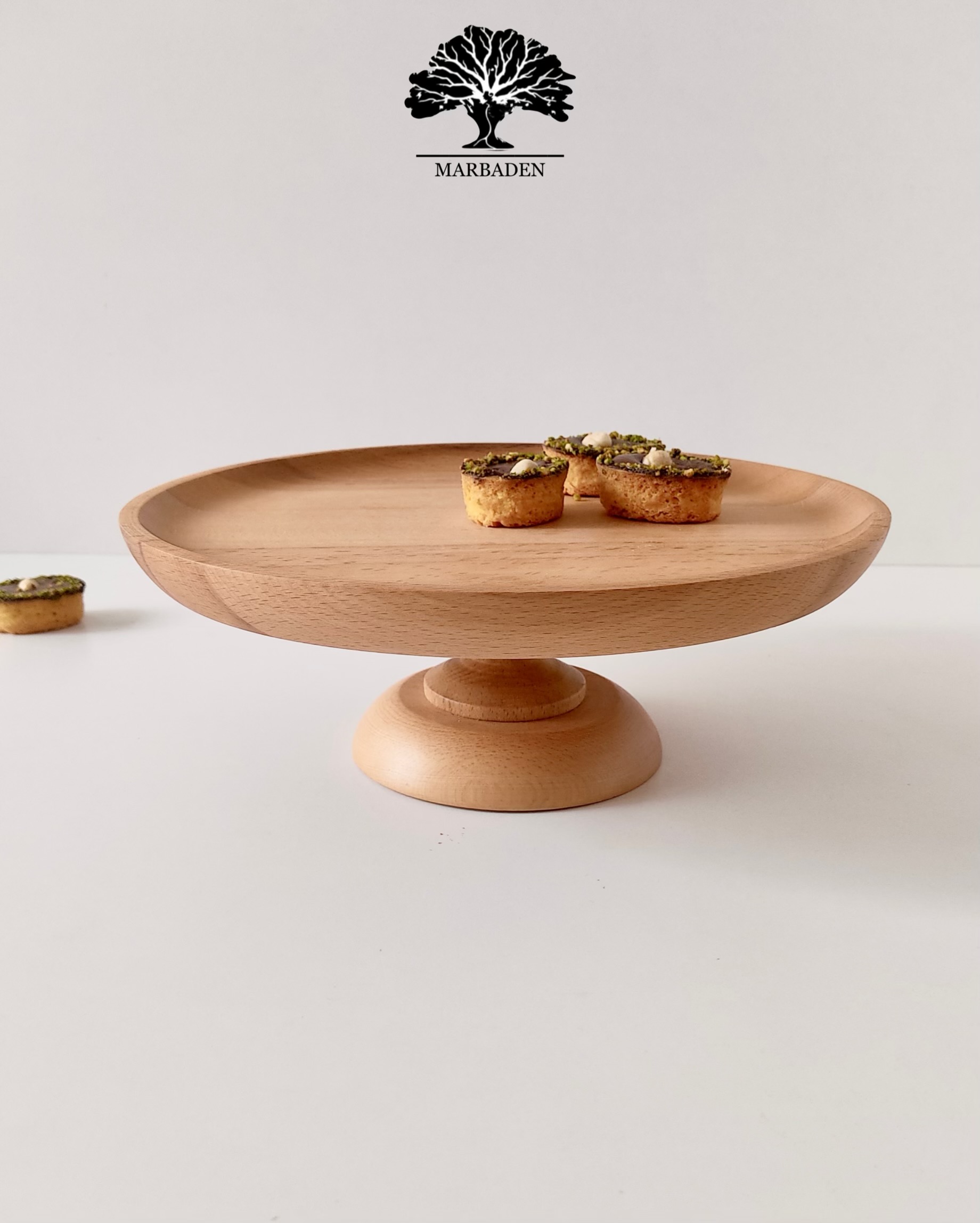 شیرینی خوری مدل گرد چوبی پایه کوتاه قطر 30 (چوب راش) Argon-12