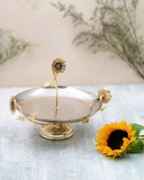 شیرینی خوری پایه دار برنجی گل آفتابگردان SF-06