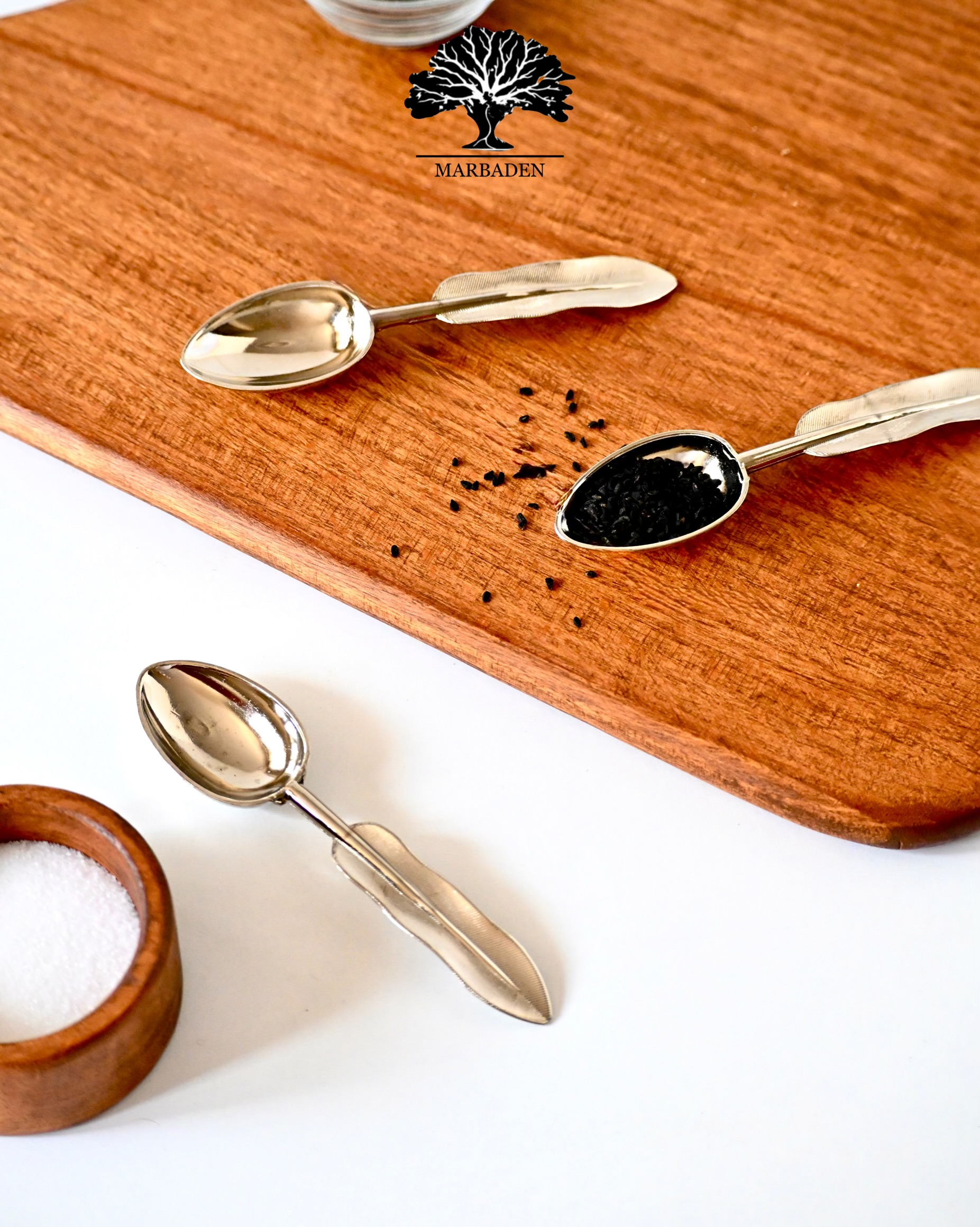 قاشق ادویه تمام برنجی سیلور طرح پر ماربادن Spoon-Spice