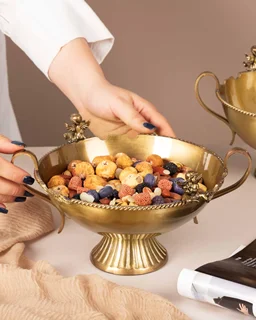 پسته خوری دسته دار ، پایه دار کویین برنجی طلایی AQ-7705