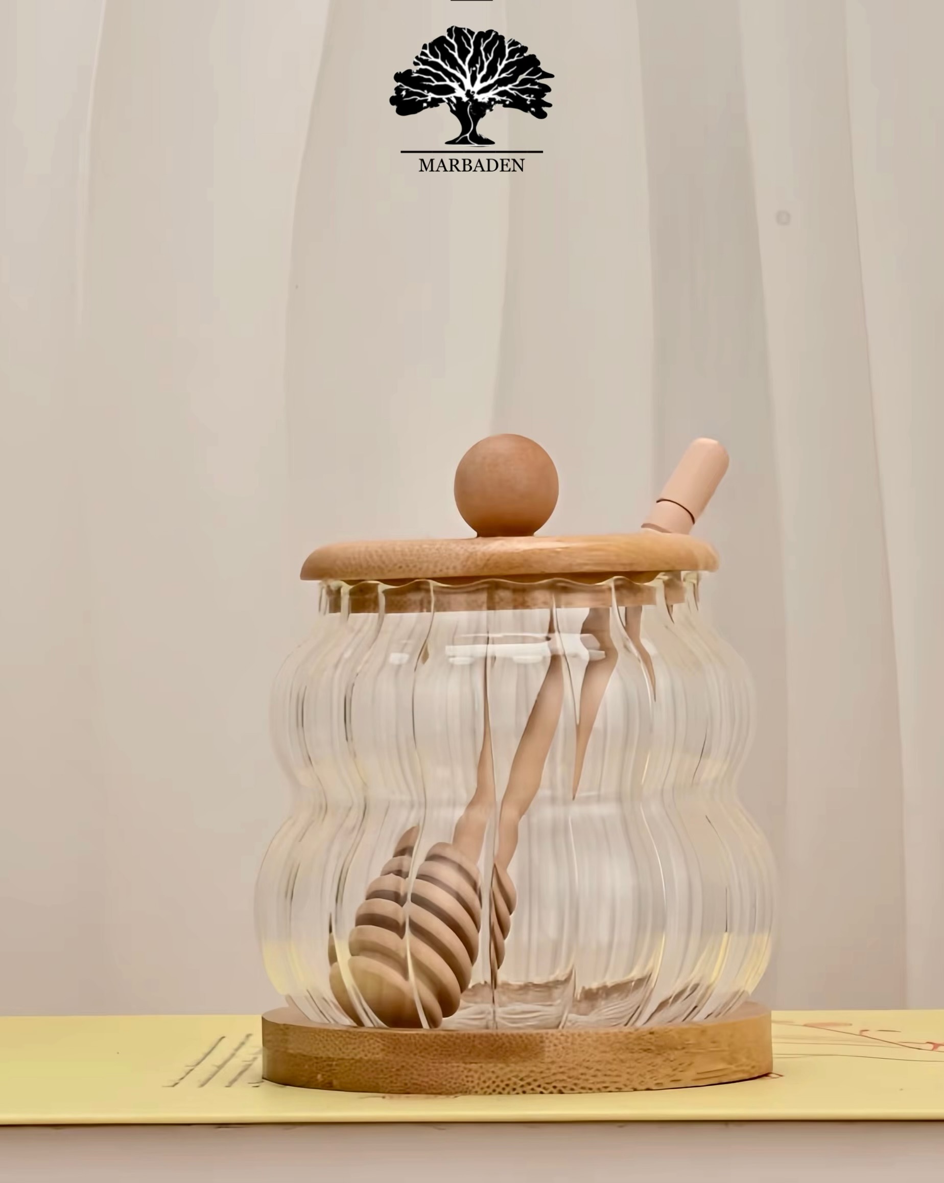 عسل خوری پیرکس کدو کوچک درب بامبو MP-1701b