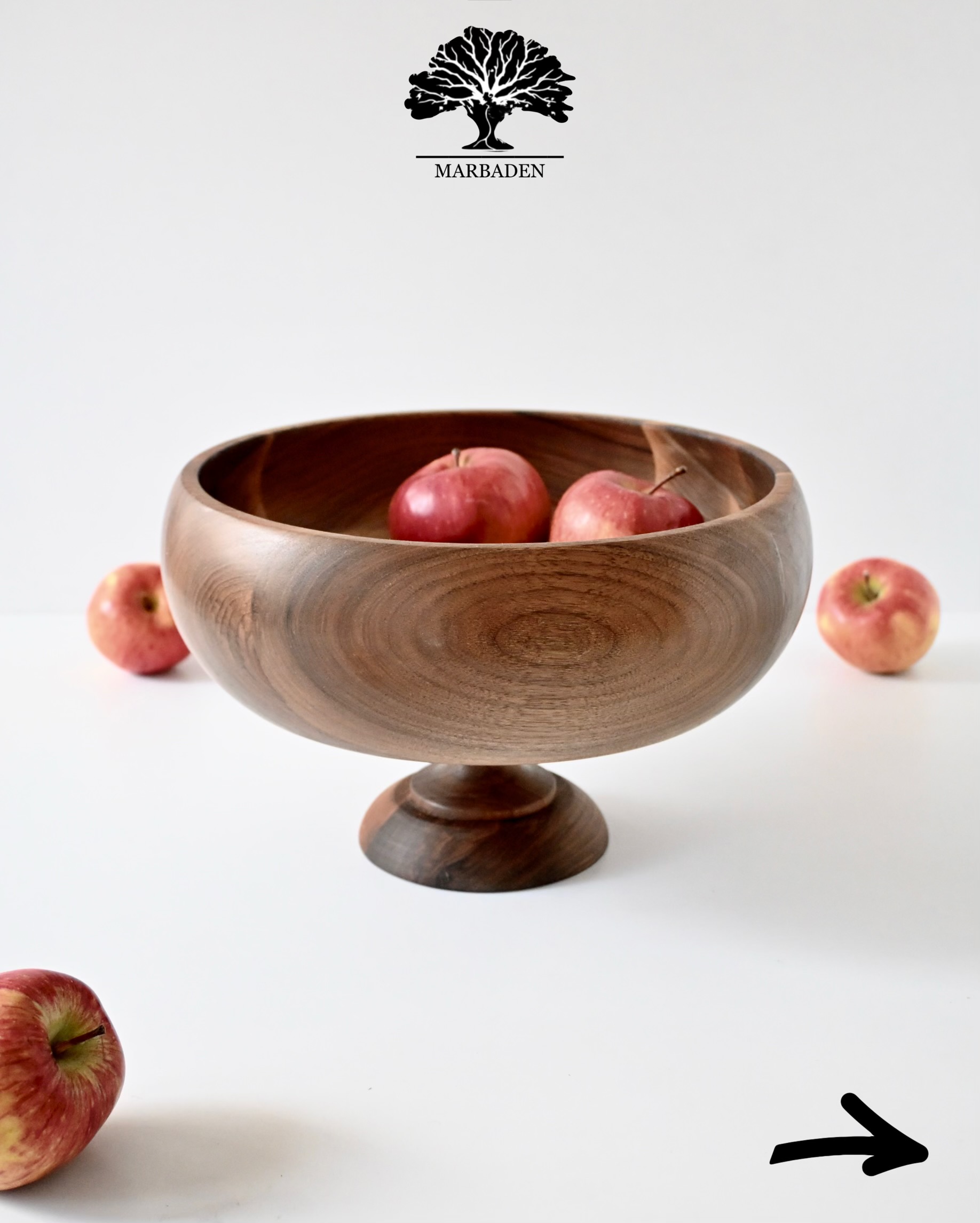 میوه قدح خمره ای قطر 30cm پایه دار ماربادن (چوب گردو) Montero-P12