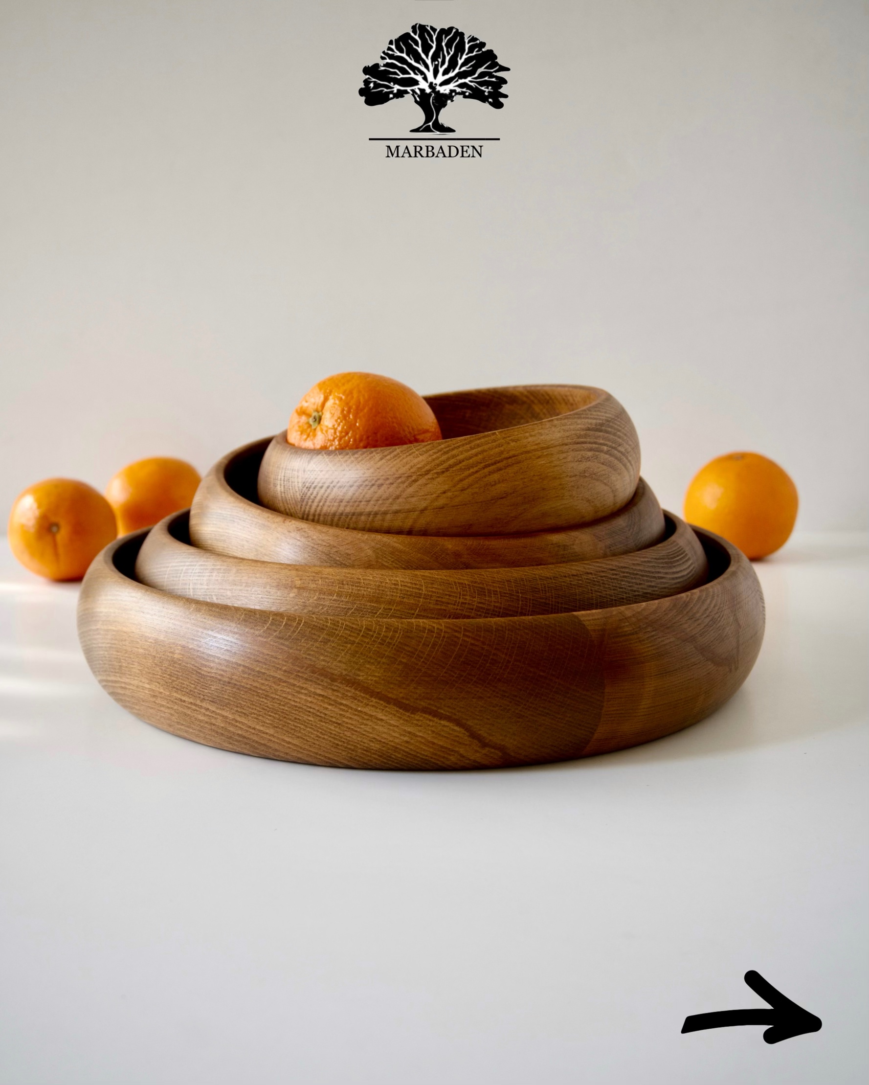 کاسه ها گرد خمره ای قطر های 20 | 25 | 30 | 35 (چوب راش فندقی) Londrina