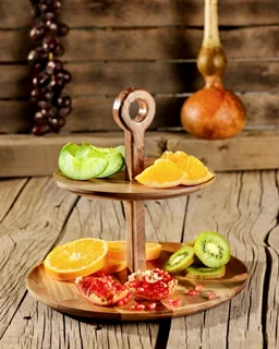 شیرینی خوری دو طبقه گرد چوبی اماهوم ROUND STAND/2