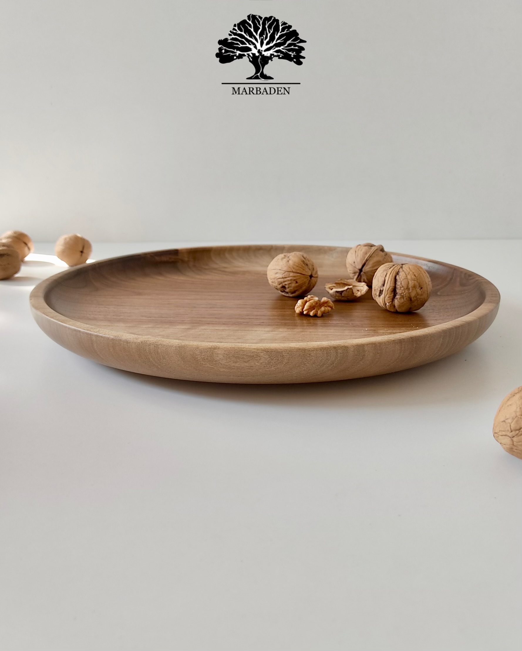 بشقاب چوبی مدل گرد قطر 30 سانتیمتر (چوب گردو) Merida -12