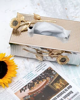 جا دستمال برنجی گل آفتابگردان SF-18