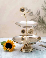 شیرینی خوری دو طبقه برنجی گل آفتابگردان SF-07