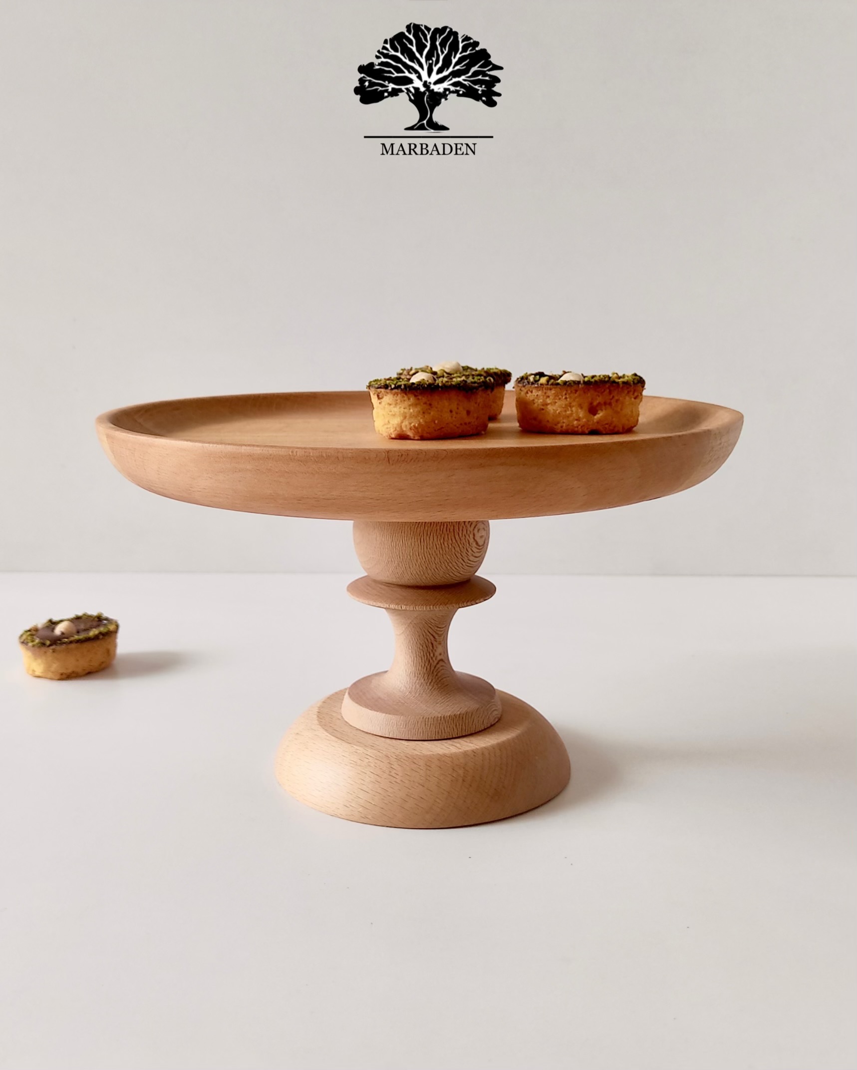 شیرینی خوری گرد پایه دار بلند قطر 25 (چوب راش) Melton-10