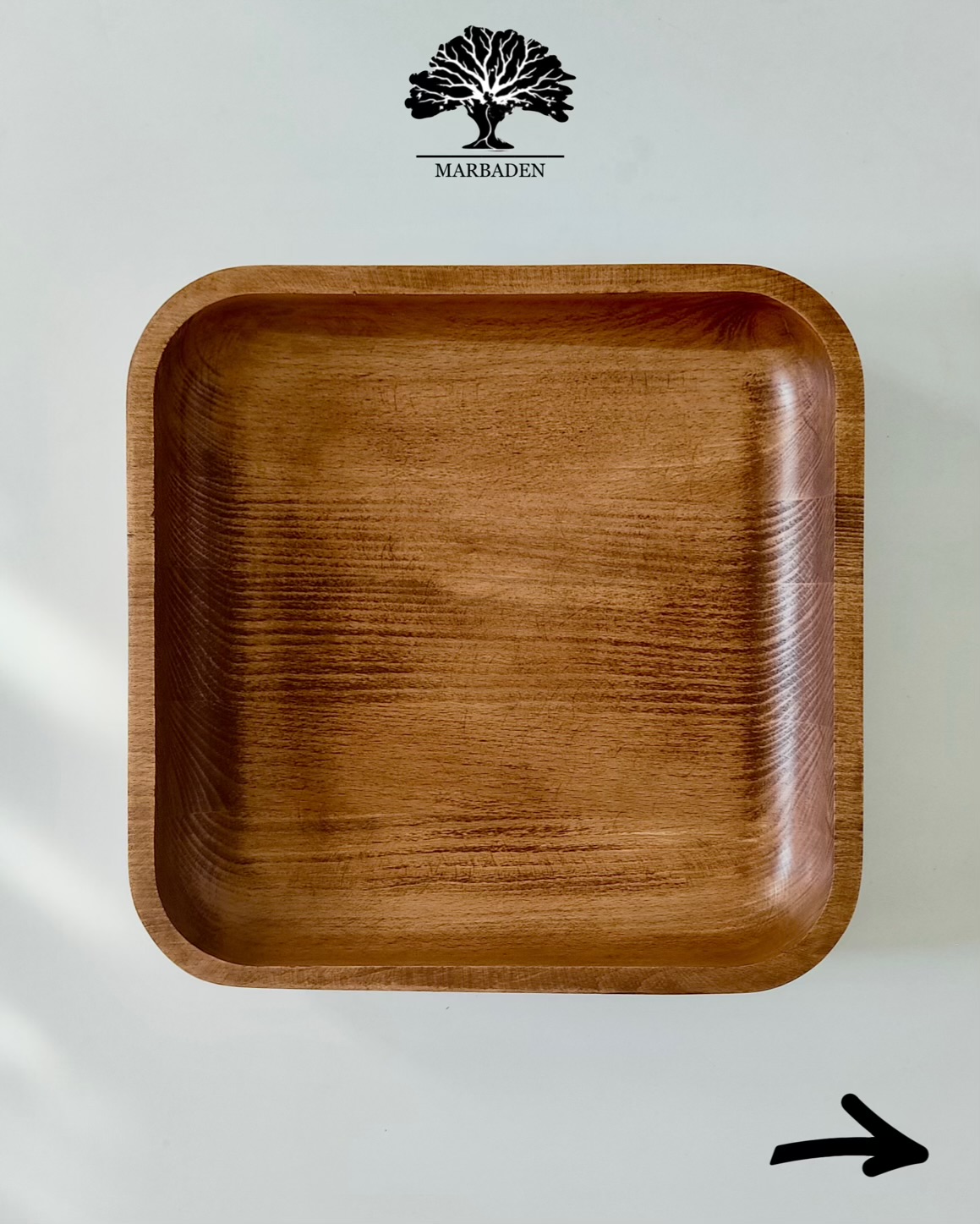 کاسه مربع قطر 28cm ماربادن (چوب راش فندقی) Otia-A